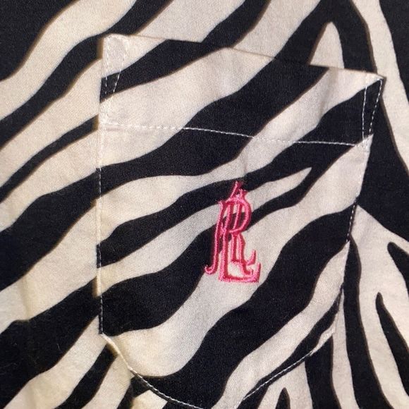 Lauren Ralph Lauren pajamas women’s XL monogram long sleeve zebra button sleep s - Picture 4 of 8